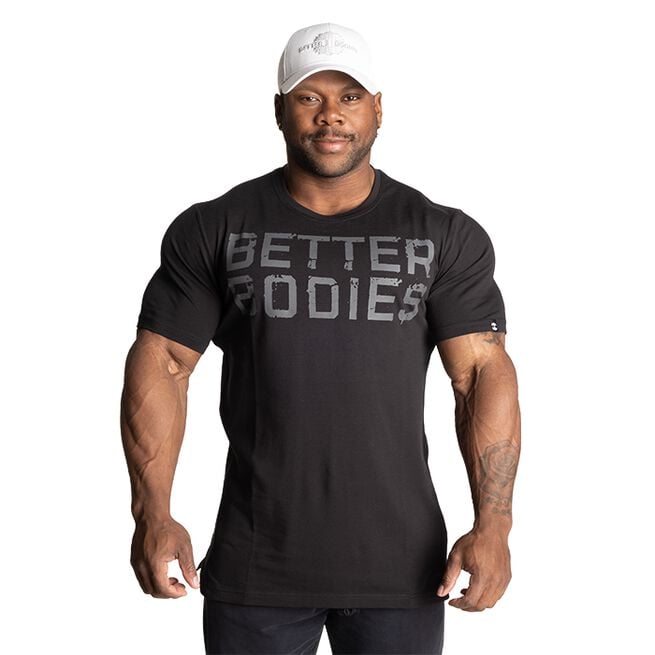 Better Bodies Basic Tapered Tee, Black/Grey