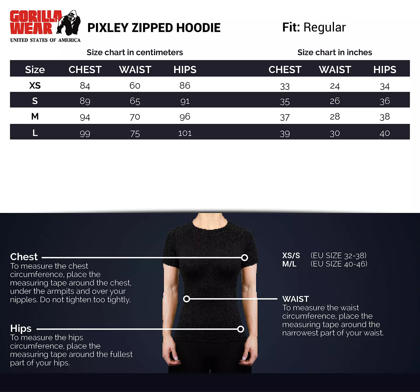 Gorilla Wear Pixley Zipped Hoodie, Black