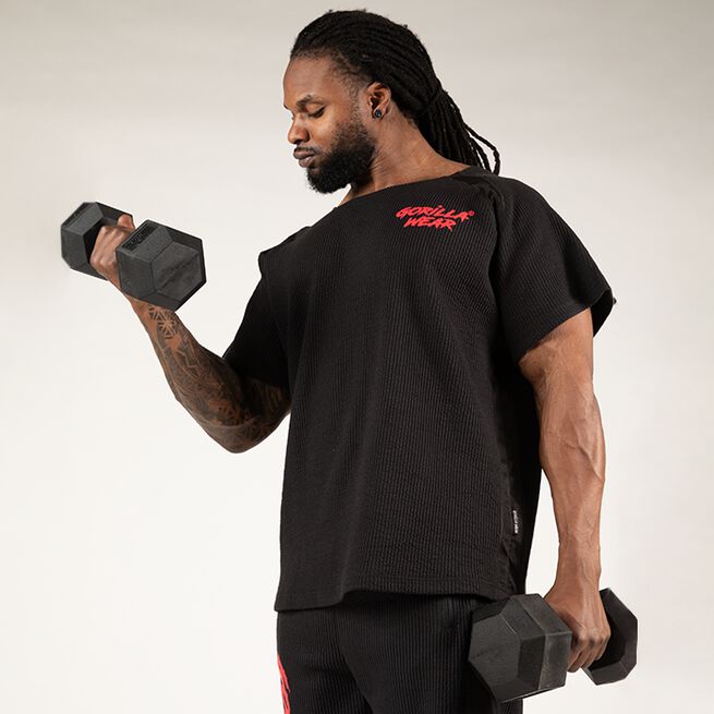 Gorilla Wear Augustine Old School Work Out Top, Black/Red