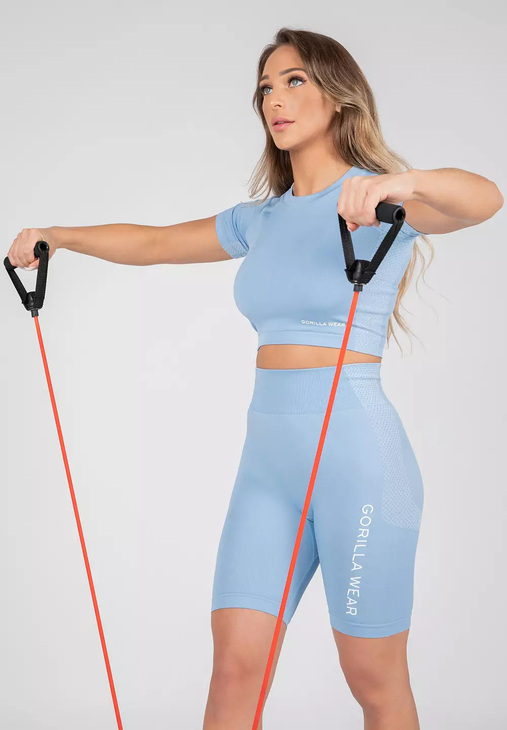 Gorilla Wear Selah Seamless Crop Top, Light Blue
