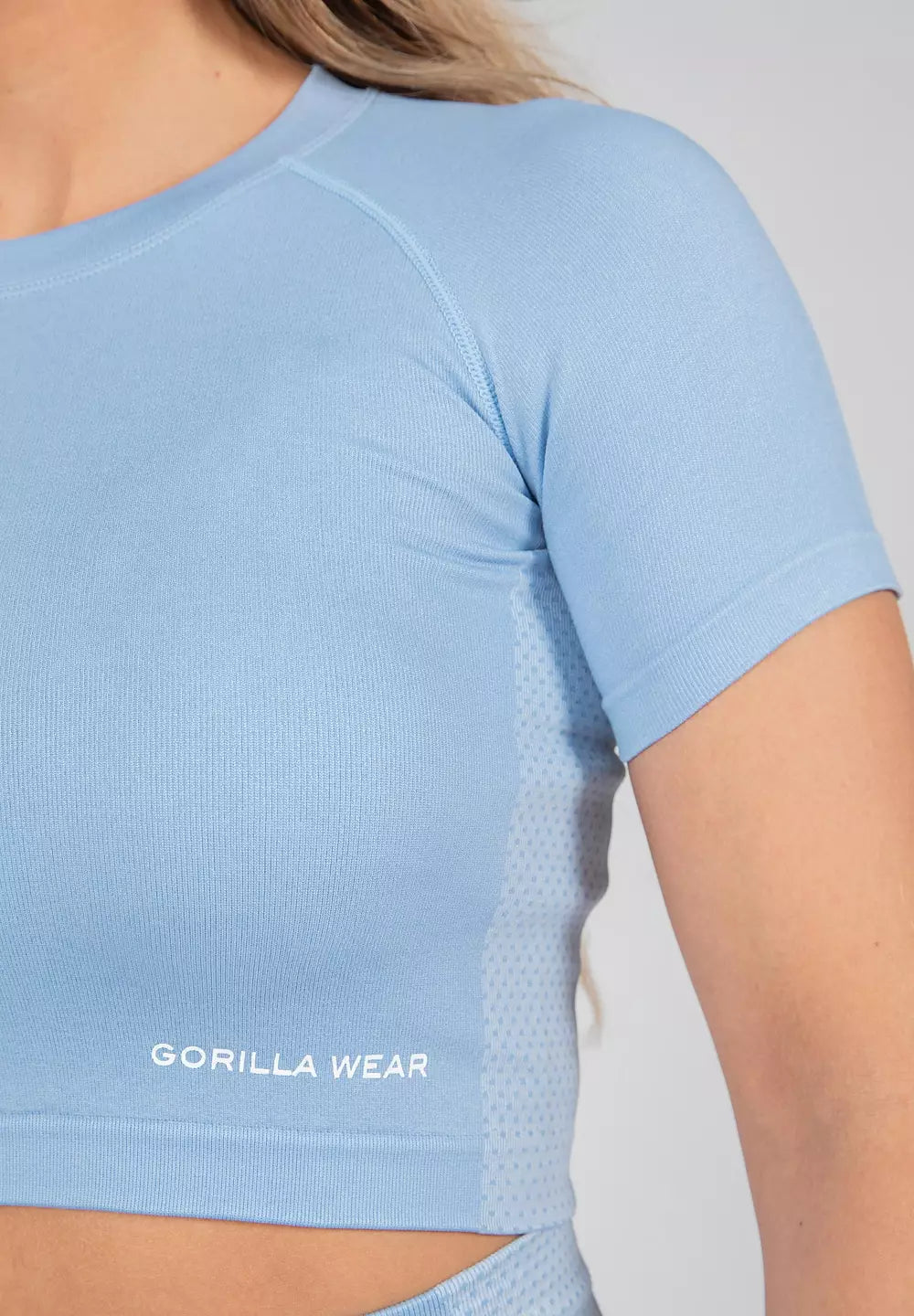 Gorilla Wear Selah Seamless Crop Top, Light Blue