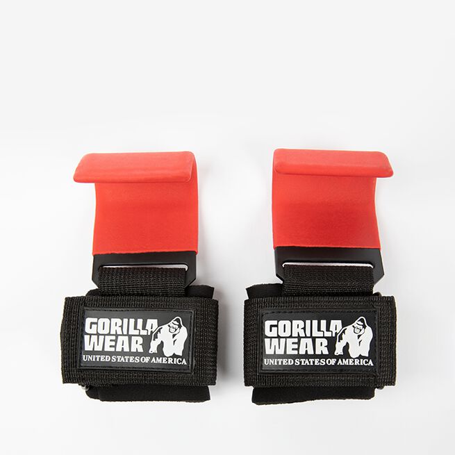 Gorilla Wear Weight Lifting Hooks, Black/Red