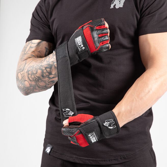 Gorilla Wear Dallas Wrist Wraps Gloves, Black/Red
