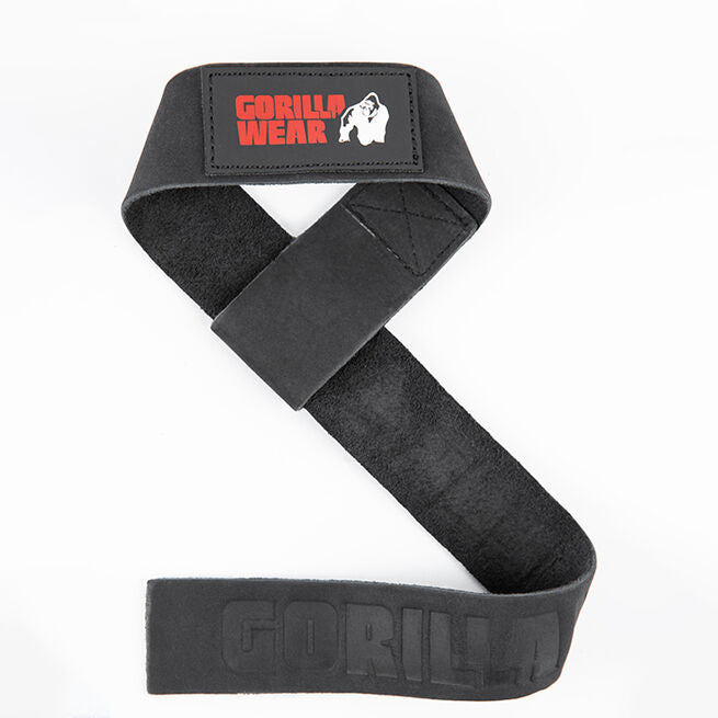 Gorilla Wear Leather Lifting Straps, Black