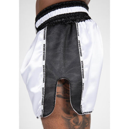 Gorilla Wear Piru Muay Thai Shorts, White/Black