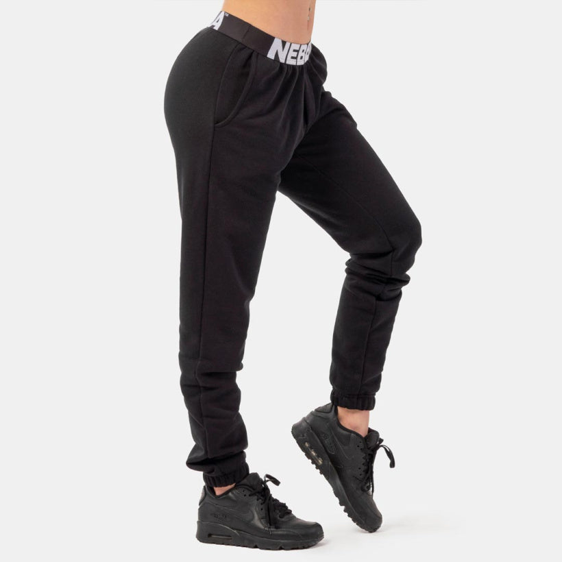NEBBIA Iconic Mid-Waist Sweatpants, Svart