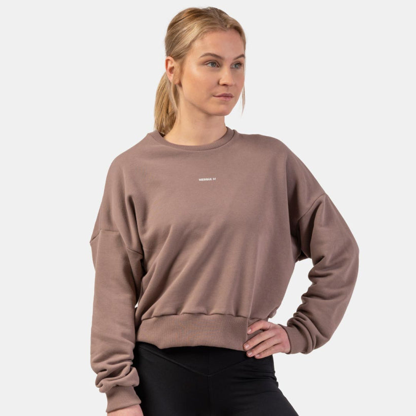 NEBBIA Loose Fit Sweatshirt "Feeling Good", Brun