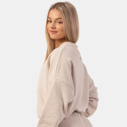 NEBBIA Loose Fit Sweatshirt "Feeling Good", Kräm