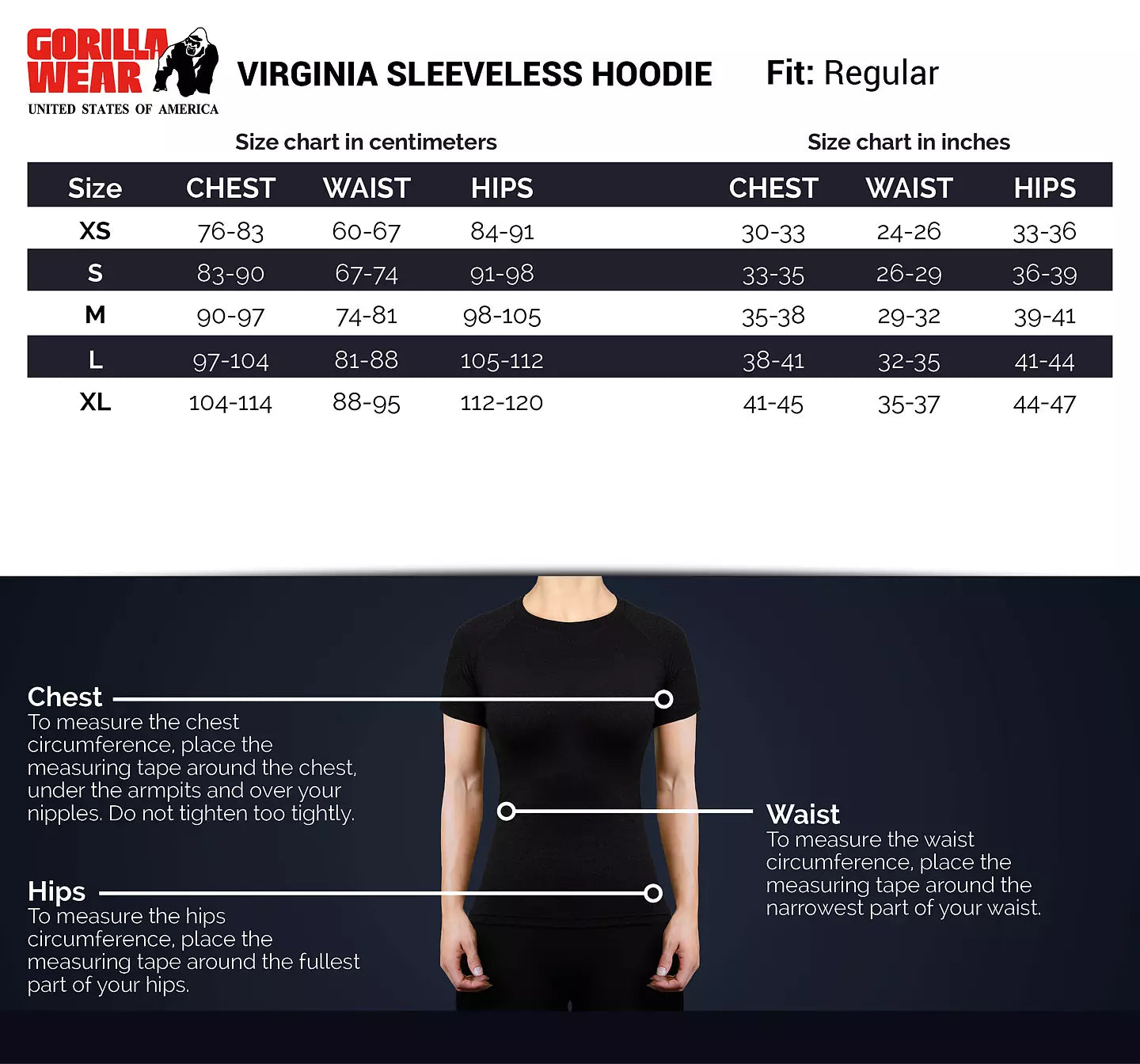 Gorilla Wear Virginia Sleeveless Hoodie, Black