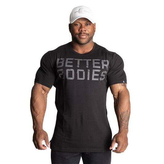 Better Bodies Basic Tapered Tee, Black/Grey