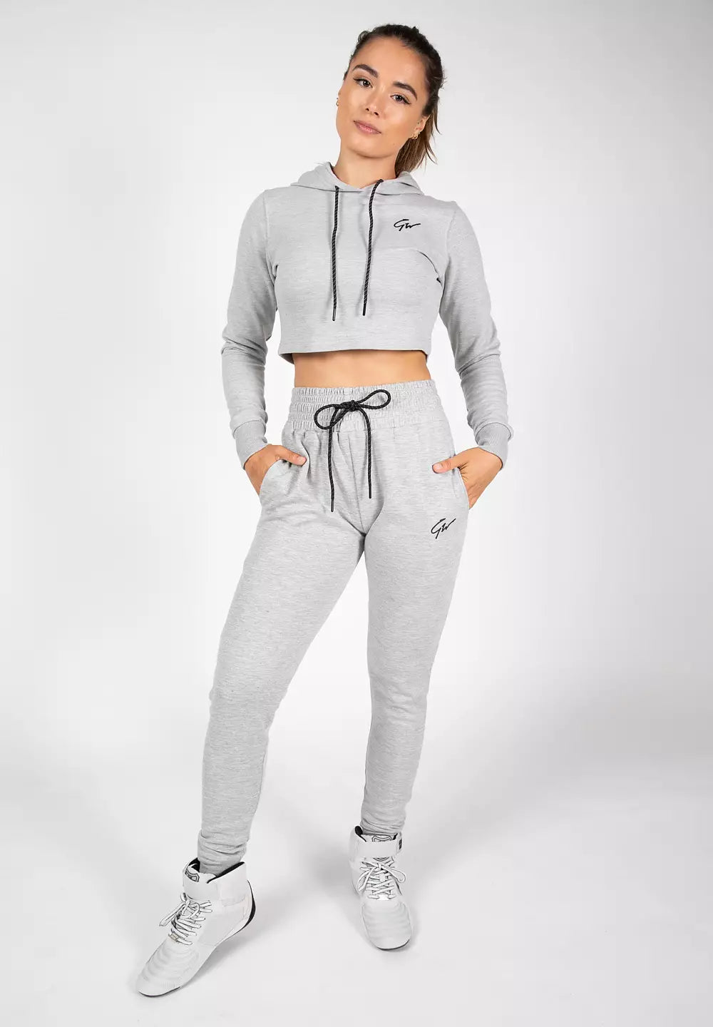 Gorilla Wear Pixley Crop Top Hoodie, Grey