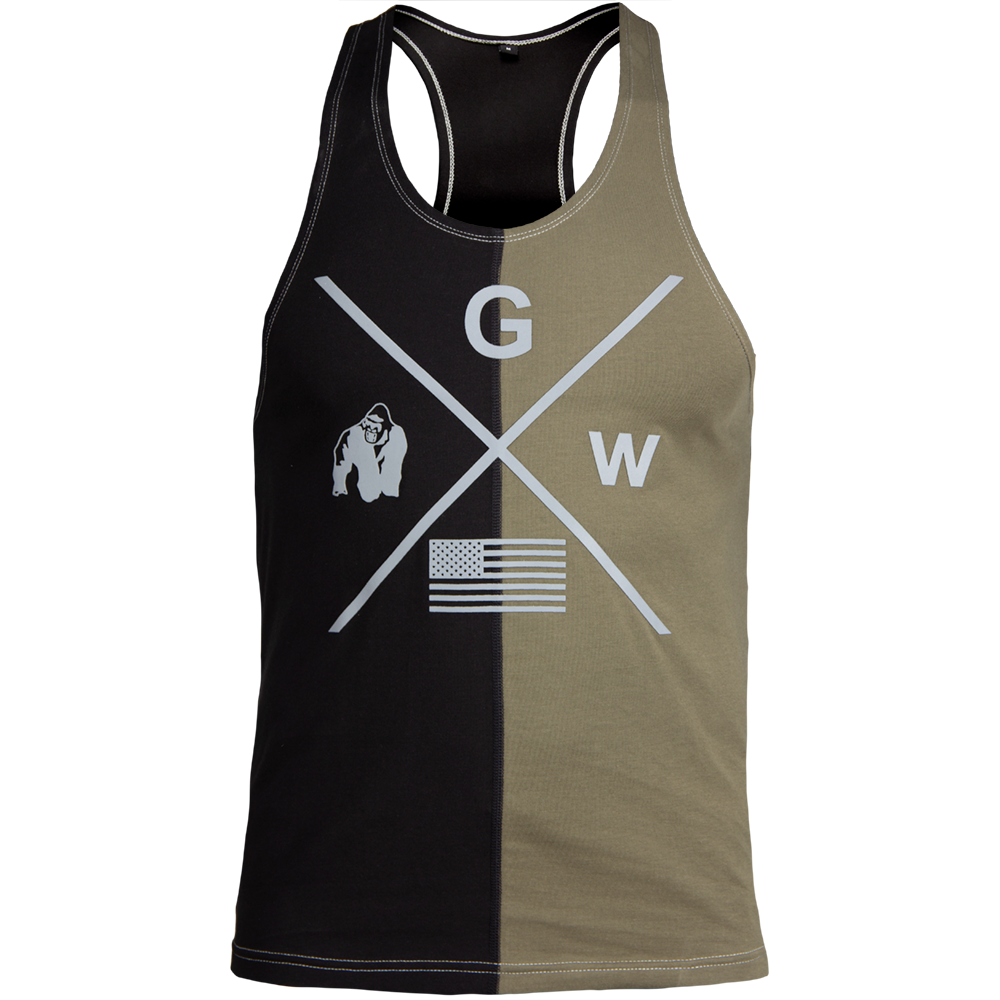 Gorilla Wear Sterling Stringer Tank Top, Black/Army Green