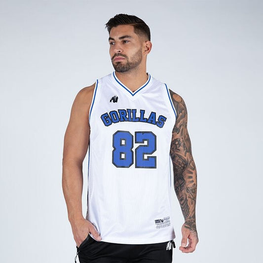 Gorilla Wear San Mateo Jersey Tank Top, White/Blue