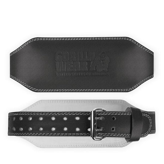 Gorilla Wear 6 Inch Padded Leather Belt, Black/Black