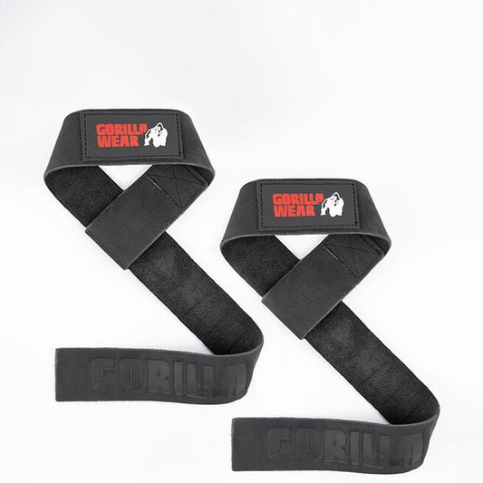 Gorilla Wear Leather Lifting Straps, Black