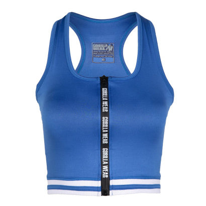 Gorilla Wear Mesa Zip Front Crop Top, Blue