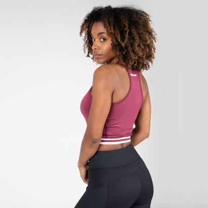 Gorilla Wear Mesa Zip Front Crop Top, Burgundy Red