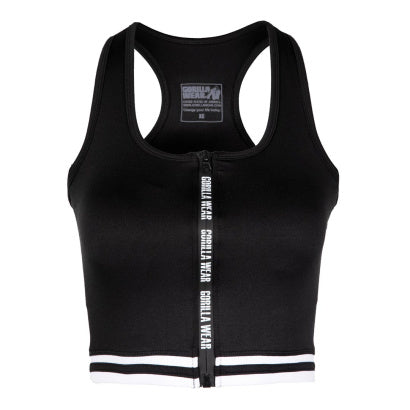 Gorilla Wear Mesa Zip Front Crop Top, Black