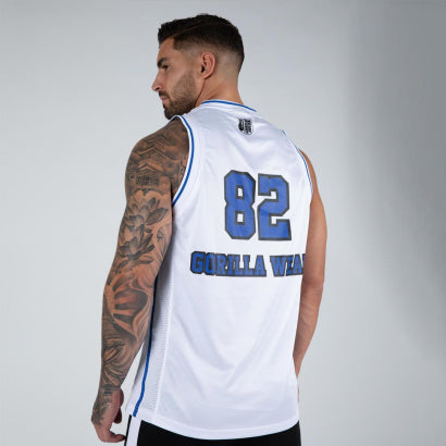 Gorilla Wear San Mateo Jersey Tank Top, White/Blue