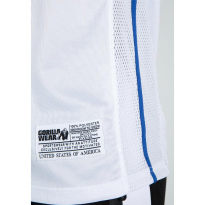 Gorilla Wear San Mateo Jersey Tank Top, White/Blue