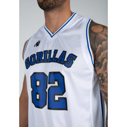 Gorilla Wear San Mateo Jersey Tank Top, White/Blue