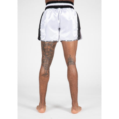 Gorilla Wear Piru Muay Thai Shorts, White/Black