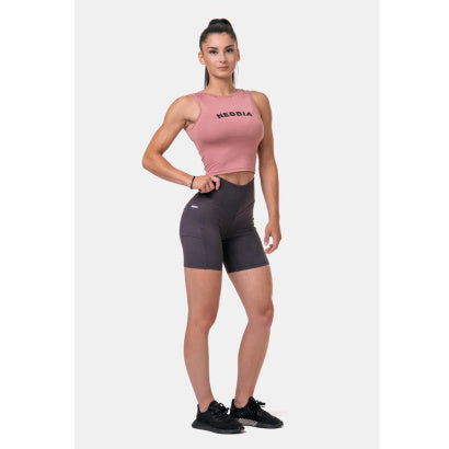 NEBBIA Fit Smart Biker Shorts, Marron