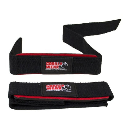 INTE INNE! Gorilla Wear Padded Lifting Straps, Svart/Röd
