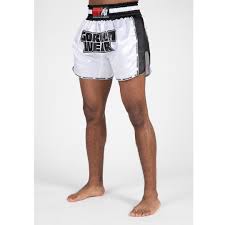 Gorilla Wear Piru Muay Thai Shorts, White/Black